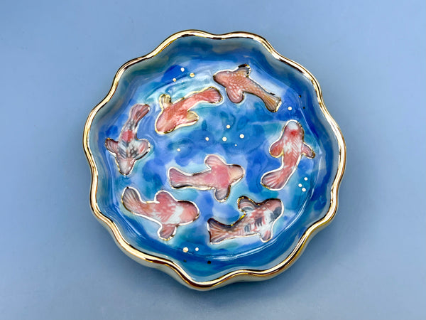 Koi Pond Jewelry Holder, Ceramic Dish with Gold Accents (Copy)
