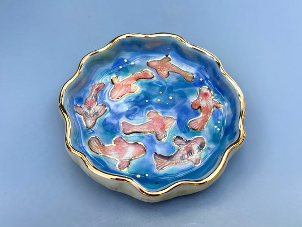 Koi Pond Jewelry Holder, Ceramic Dish with Gold Accents (Copy)