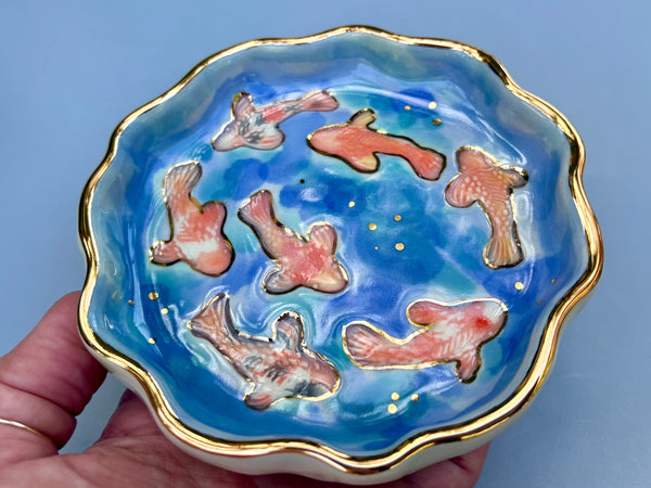 Koi Pond Jewelry Holder, Ceramic Dish with Gold Accents (Copy)