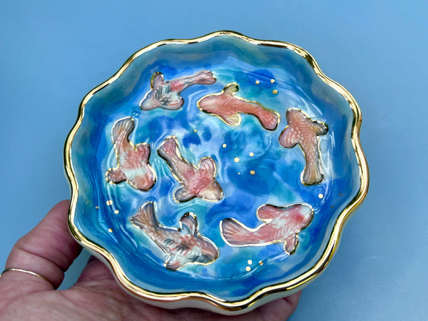 Koi Pond Jewelry Holder, Ceramic Dish with Gold Accents (Copy)
