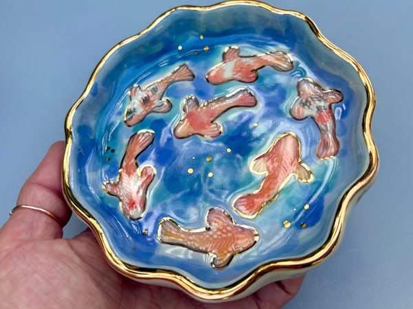 Koi Pond Jewelry Holder, Ceramic Dish with Gold Accents (Copy)