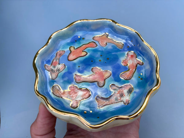 Koi Pond Jewelry Holder, Ceramic Dish with Gold Accents (Copy)
