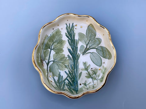 Parsley, Sage, Rosemary, and Thyme Ceramic Jewelry Dish