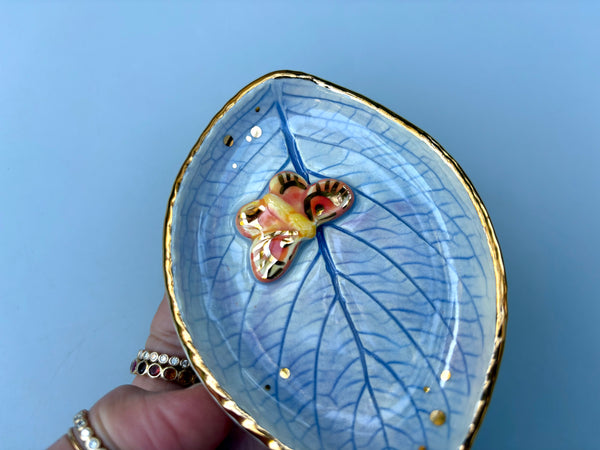 Small  Butterfly Jewelry Leaf Dish with Gold Accent