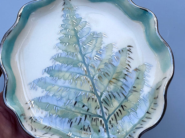Silver Icicle Christmas Tree Jewelry Dish, Sparkling Holiday Evergreen Ceramic Dish