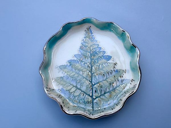 Silver Icicle Christmas Tree Jewelry Dish, Sparkling Holiday Evergreen Ceramic Dish