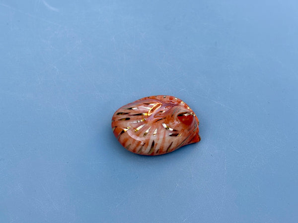 Tiny Guardian: Ginger Tabby Cat Figurine Ceramic Sculpture with 22kt gold