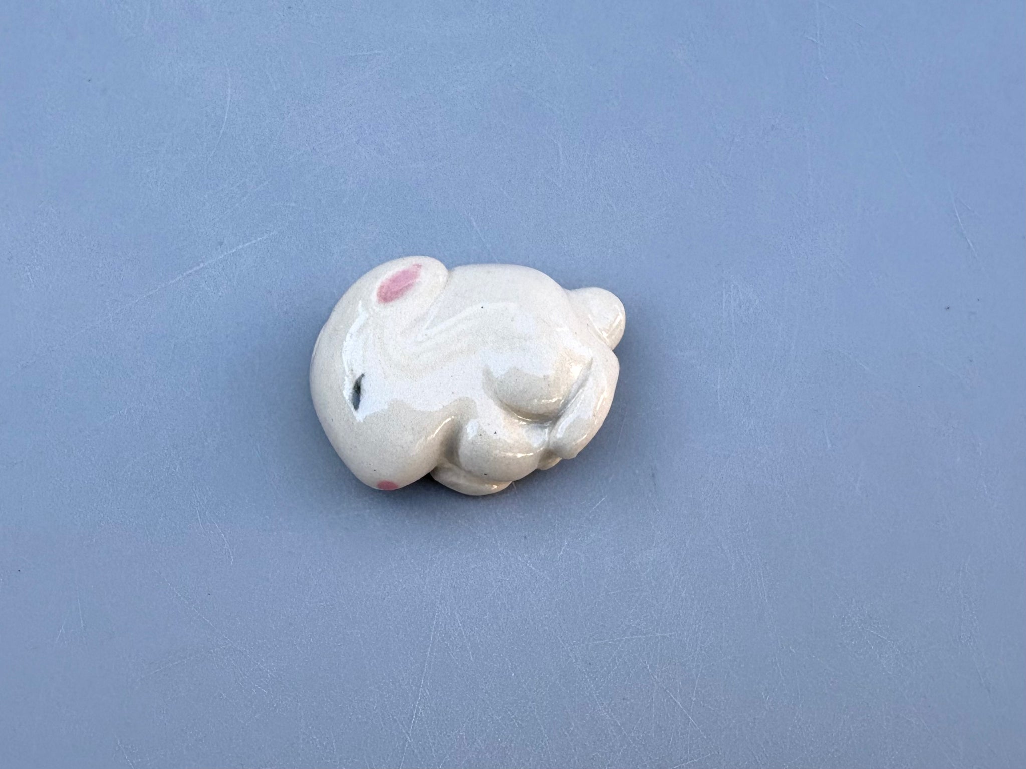 Tiny Guardian: Lucky Bunny Figurine Ceramic Sculpture