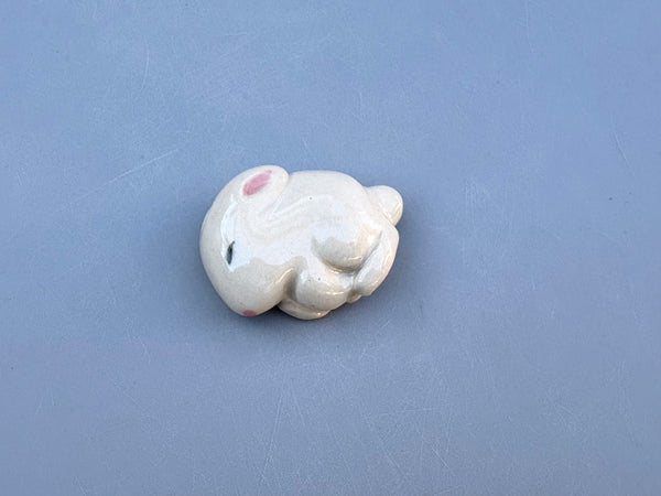 Tiny Guardian: Lucky Bunny Figurine Ceramic Sculpture