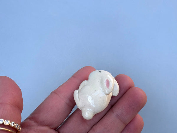 Tiny Guardian: Lucky Bunny Figurine Ceramic Sculpture