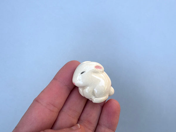 Tiny Guardian: Lucky Bunny Figurine Ceramic Sculpture