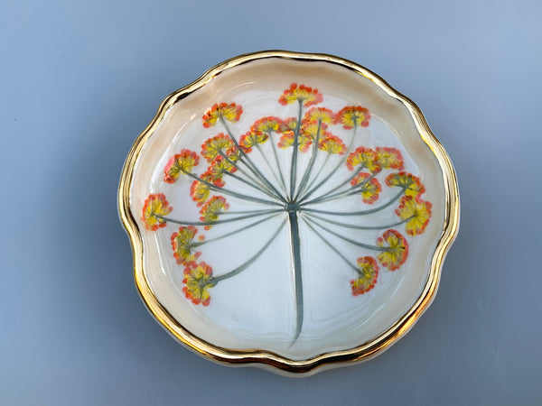 Fennel Jewelry Holder, Ceramic Dish with Flower Imprint - Vuvu Ceramics