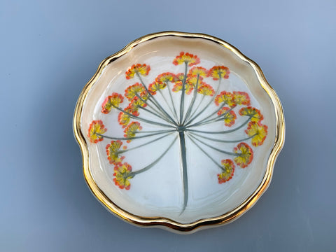 Fennel Jewelry Holder, Ceramic Dish with Flower Imprint - Vuvu Ceramics