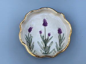 Lavender Jewelry Holder, Ceramic Dish with Flower Imprint - Vuvu Ceramics