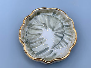 Spiral Fern Leaf Jewelry Dish, Ceramic with Gold Accent
