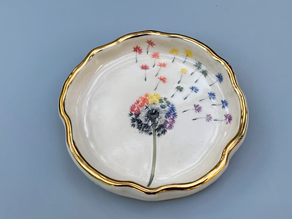 Rainbow Dandelion Seed Head, with 22kt gold accents