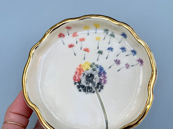 Rainbow Dandelion Seed Head, with 22kt gold accents