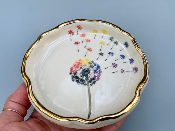 Rainbow Dandelion Seed Head, with 22kt gold accents