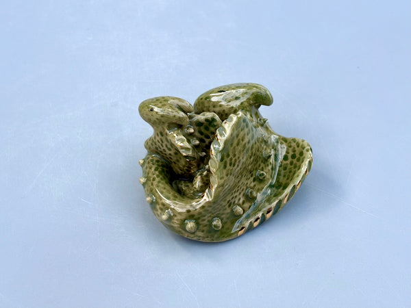 Dragon with a real Treasure (Mama with Baby), Figurine Ceramic Sculpture with 22kt gold - Vuvu Ceramics