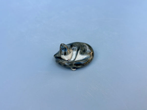 Tiny Guardian: Tuxedo Cat Figurine Ceramic Sculpture - Vuvu Ceramics
