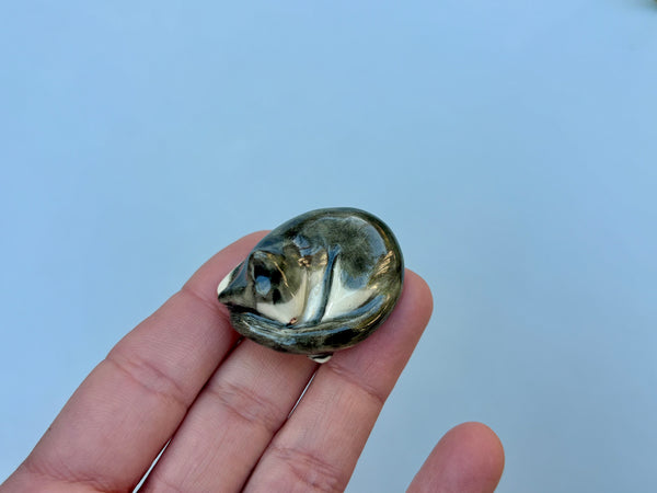 Tiny Guardian: Tuxedo Cat Figurine Ceramic Sculpture - Vuvu Ceramics