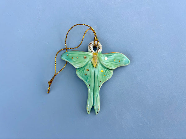 Luna Moth Ornament, Ceramic Sculpture - Vuvu Ceramics
