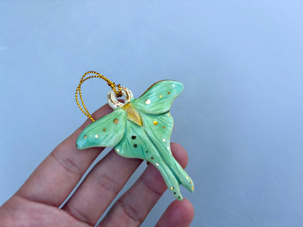 Luna Moth Ornament, Ceramic Sculpture - Vuvu Ceramics