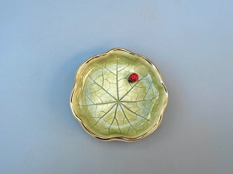 Small Nasturtium Leaf Dish with Ladybug
