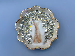Weeping Willow Jewelry Dish, Ceramic with Gold Accent