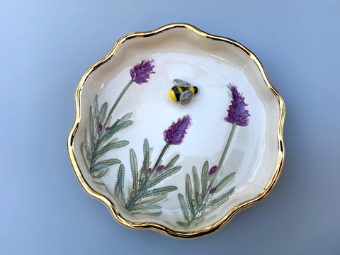 Bumble Bee with Lavender jewelry dish