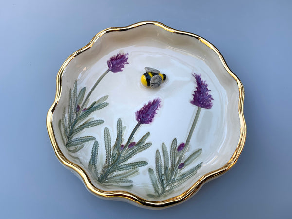 Bumble Bee with Lavender jewelry dish